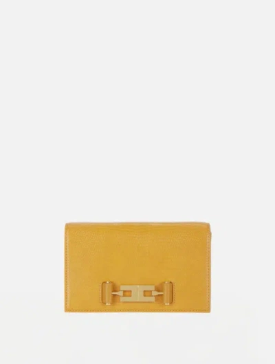 Elisabetta Franchi Curb Chain Shoulder Strap In Yellow