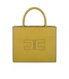 Elisabetta Franchi Small Tote With Contrast Stitching In Yellow