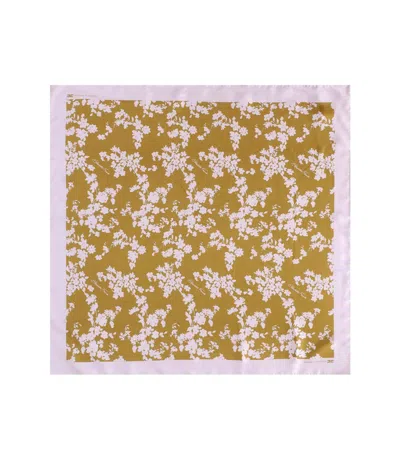 Elisabetta Franchi Curry Quarzo Floral Foulard Scarf In Yellow