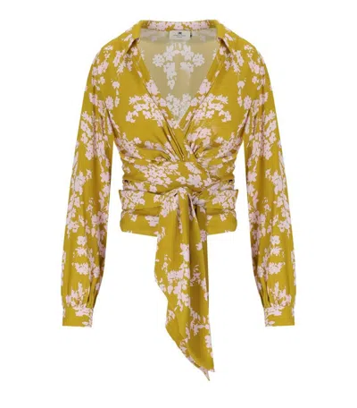 Elisabetta Franchi Curry Quarzo Floral Shirt In Yellow