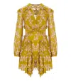 Elisabetta Franchi Curry Quarzo Mini Dress With Ruches In Yellow
