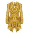 Elisabetta Franchi Curry Quarzo Mini Dress With Ruches In Yellow