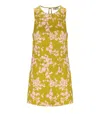 Elisabetta Franchi Floral Satin Dress With Tulle Back And Side Zipper In Yellow