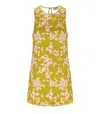 Elisabetta Franchi Floral Satin Dress With Tulle Back And Side Zipper In Yellow