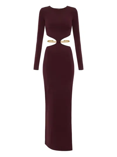 Elisabetta Franchi Cut-out Belted Maxi Dress In Red