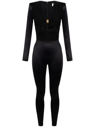 Elisabetta Franchi Cut-out Detailed Jumpsuit In Black
