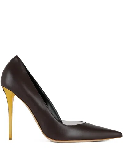 Elisabetta Franchi Cut-out Gold Stiletto Pumps In Brown