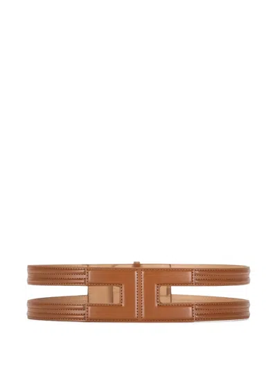 Elisabetta Franchi Cut-out Logo Belt In Brown