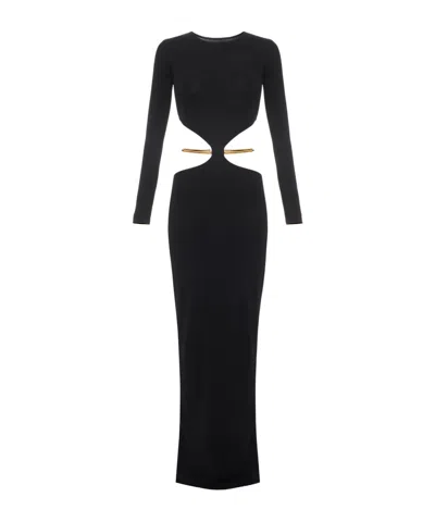 Elisabetta Franchi Cut-out Long-sleeve Dress In Black