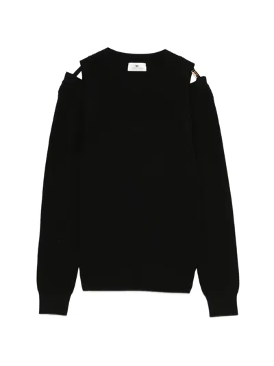Elisabetta Franchi Knit Sweatshirt With Cut-outs In Black
