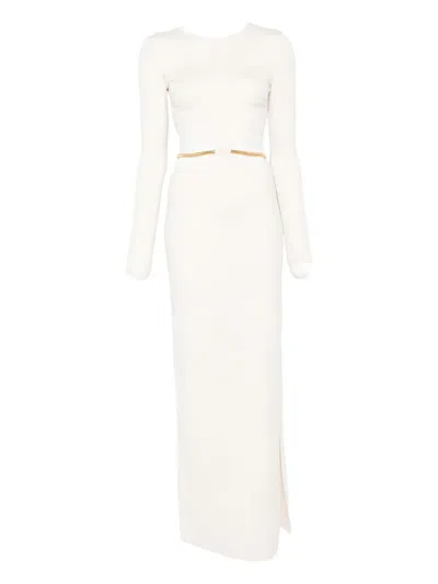 Elisabetta Franchi Cut-out Maxi Dress In Neutral