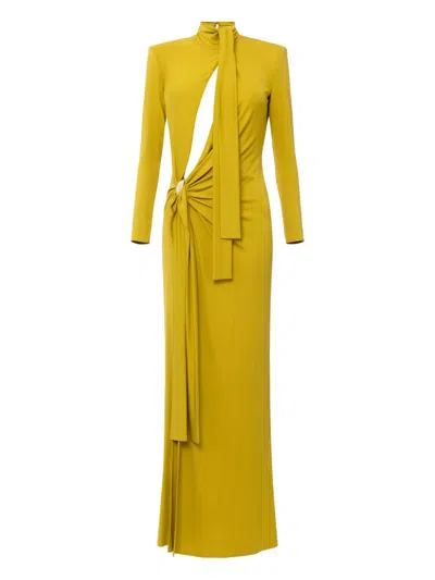 Elisabetta Franchi Cut-out Maxi Dress In Yellow