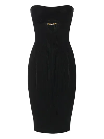 Elisabetta Franchi Cut-out Ribbed Midi Dress In Blue
