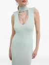 Elisabetta Franchi Cut-out Roll-neck Maxi Dress In Green