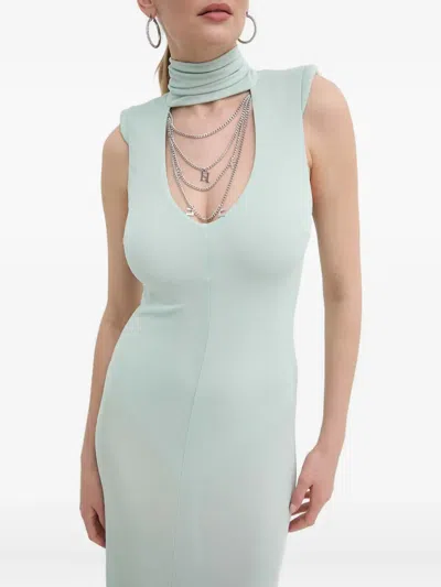 Elisabetta Franchi Cut-out Roll-neck Maxi Dress In Green