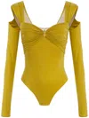 Elisabetta Franchi Cut-out Sleeves Bodysuit In Yellow
