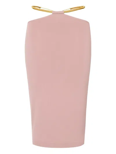 Elisabetta Franchi Cut-out Snake Belt Skirt In Red