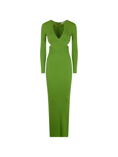 Elisabetta Franchi Red Carpet Knit Long Dress In Green