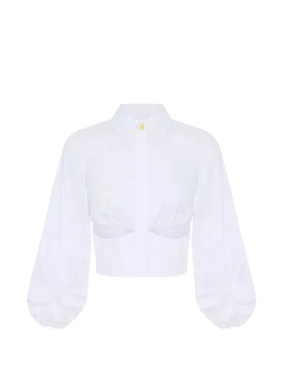 Elisabetta Franchi Cut-out Balloon-sleeve Shirt In White