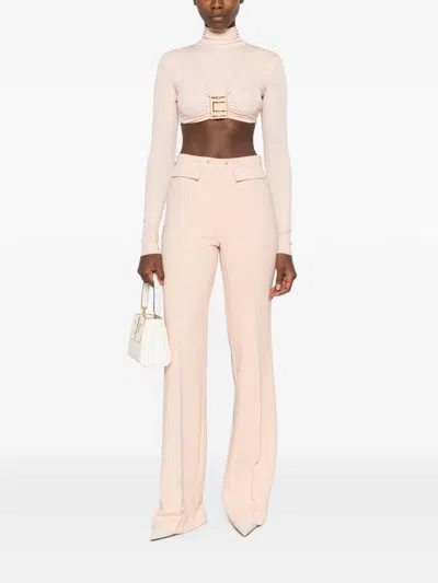 Elisabetta Franchi Cut-out Logo-plaque Bodysuit In Pink
