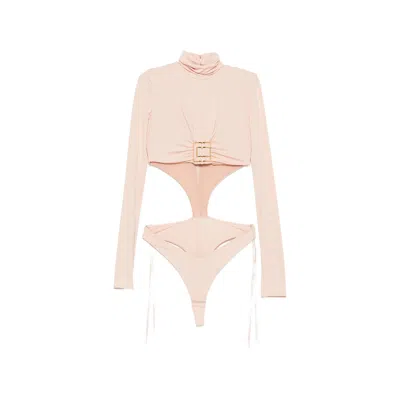 Elisabetta Franchi Cut-out Logo-plaque Bodysuit In Pink