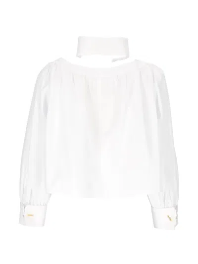 Elisabetta Franchi Cut-out Long-sleeve Blouse In White