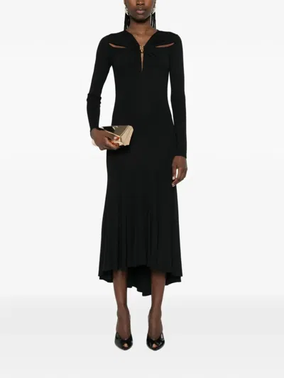 Elisabetta Franchi Cut-out Midi Dress In Burgundy