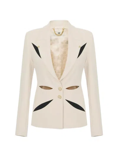 Elisabetta Franchi Cut-out Single.breasted Blazer In Neutral