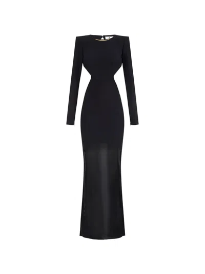 Elisabetta Franchi Cut-out Train Asymmetric Dress In Black