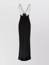 Elisabetta Franchi Cutout V-neck Floral Floor-length Sleeveless Dress In Multicolor