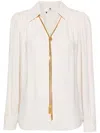 Elisabetta Franchi Georgette Blouse With Charms Necklace In Pink
