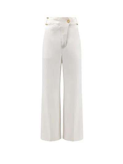 Elisabetta Franchi Daily Linen And Viscose Trousers In White