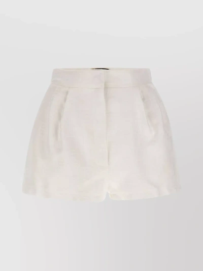 Elisabetta Franchi Daily Pleated High-waisted Shorts In Ivory