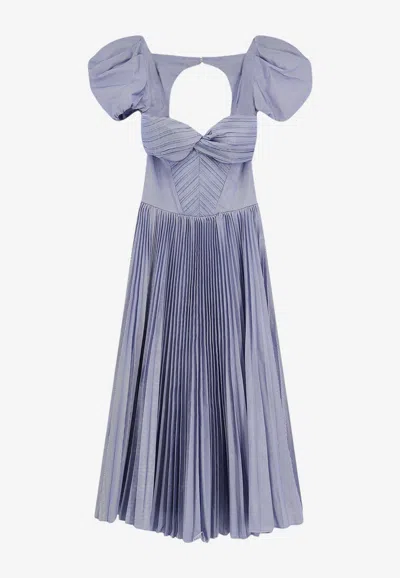 Elisabetta Franchi Daily Pleated Midi Dress In Blue