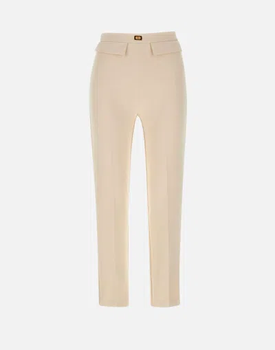 Elisabetta Franchi Daily Slim Crepe Trousers With Logo