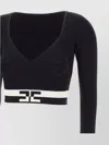 Elisabetta Franchi Logo-jacquard Cropped Knitted Top