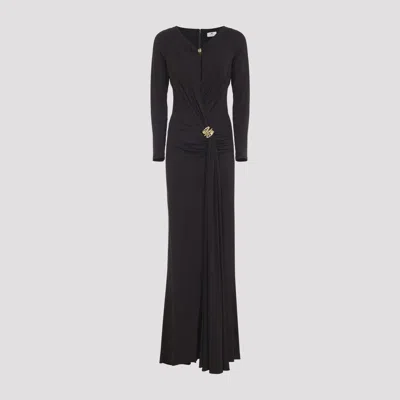 Elisabetta Franchi Dark Chocolate Brown Jersey Brown Gown In Black