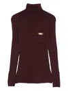 Elisabetta Franchi Ribbed Turtleneck In Burgundy