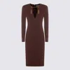 Elisabetta Franchi Midi Fit Dress In Brown