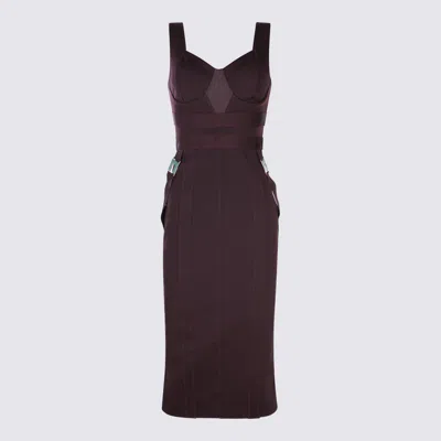 Elisabetta Franchi Dark Red Midi Dress In Burgundy