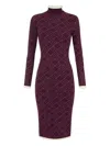 Elisabetta Franchi Decorative-button Jacquard Knit Midi Dress In Red