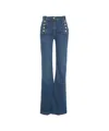 Elisabetta Franchi Decorative Button Jeans In Blue