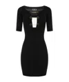 Elisabetta Franchi Shiny Viscose Minidress With Twin Buttons In Black