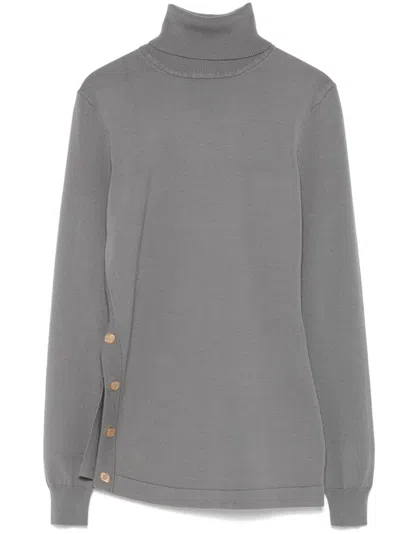 Elisabetta Franchi Decorative-buttons Sweater In Gray