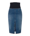 Elisabetta Franchi Denim And Neoprene Skirt In Blue