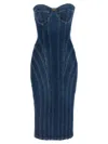 Elisabetta Franchi Denim Corset Dress With Panel Detailing In Blue