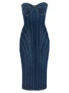 Elisabetta Franchi Denim Corset Dress With Panel Detailing In Blue