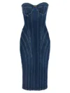 Elisabetta Franchi Denim Corset Dress With Panel Detailing In Blue
