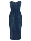 Elisabetta Franchi Denim Corset Dress With Panel Detailing In Blue