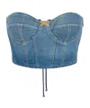 Elisabetta Franchi Denim Corset Vest In Blue